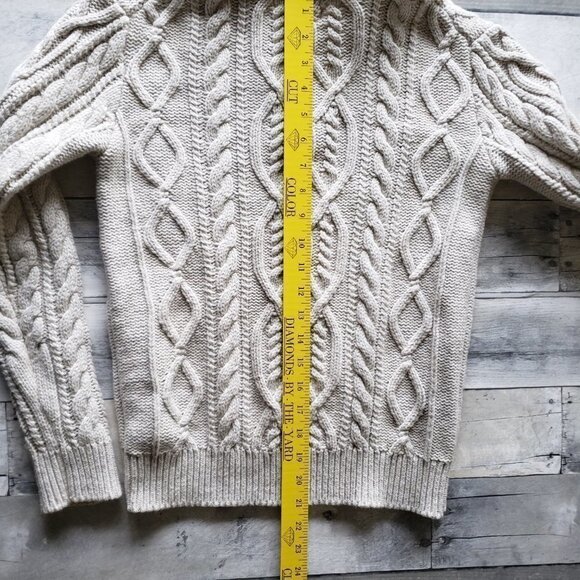 Gap Cream Boys 3 Button Cable Knit Sweater With Sherpa Collar - Picture 5 of 6